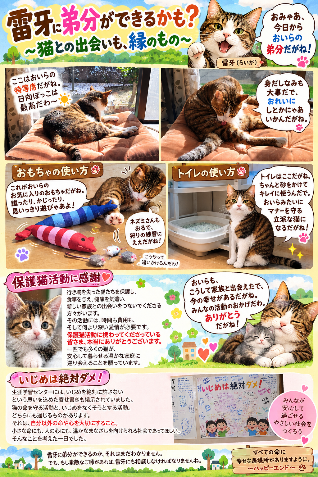 雷牙が名古屋弁でおもちゃやトイレを案内する創作イラスト