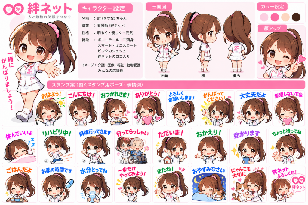 絆ネットのオリジナルキャラクター「絆ちゃん」のキャラクターシート